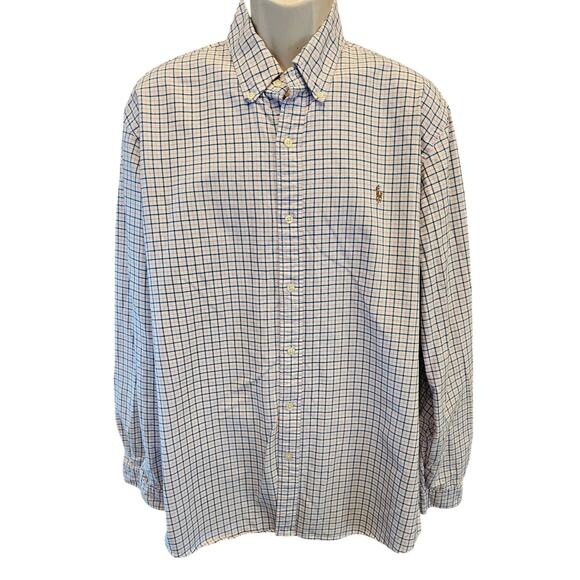 Ralph lauren classic fit thick stitch pink blue check long sleeve button up XXL - Picture 1 of 7